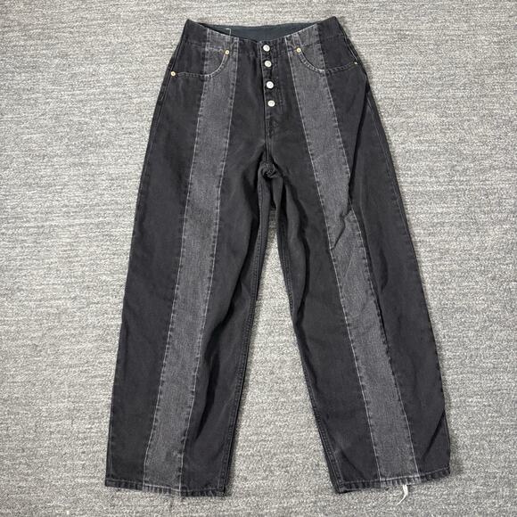MM6 Maison Margiela Jeans Women 31 Paneled Wide Leg Barrel Tapered Ankle Italy - Picture 1 of 13